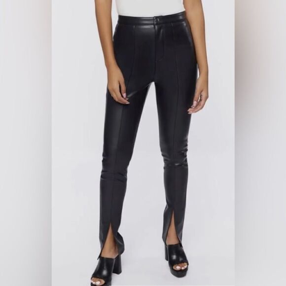 Jason Wu Vegan Leather Black High Rise Skinny Split Ankle Trouser Pant - Picture 1 of 7